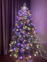 Ель заснеженная «Аляска» с 2в1 встроенной гирляндой (Литая+пвх) 240 см / 2,4 м