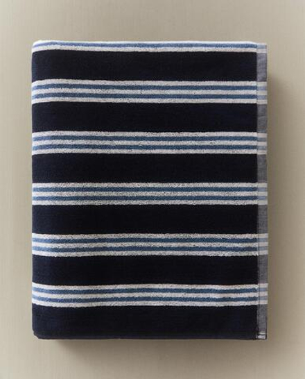 Zara Home Полотенце для лица и рук из хлопка, синий, в полоску · 2543/013