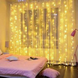 Светодиодная новогодняя гирлянда ЭРА ЕNIG - 320W Занавес 8 режимов 3*2 м теплый белый 320 LED IP20 220 V