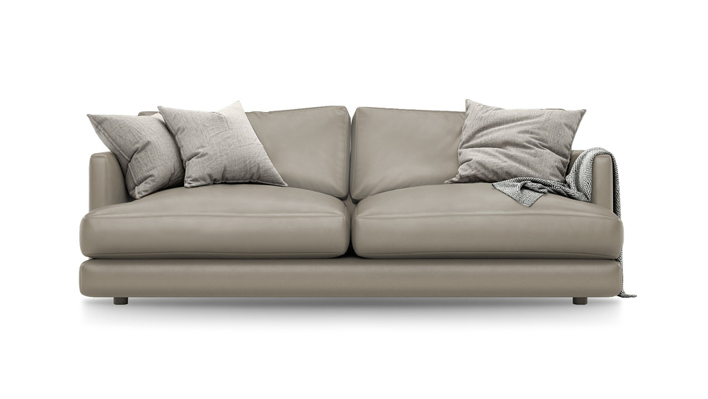 Диван Ибица Madras 1032 215*116*93 см, Бежево-серый Натуральная кожа Еврокнижка Фиеста