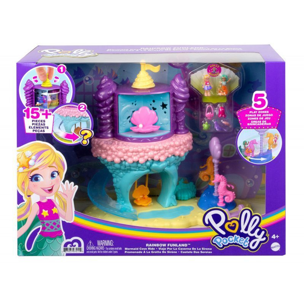 Игровой набор Polly Pocket Mermaid Bay лунопарк Полли Покет в морской  тематике + 2 куклы купить в Москве | Доставка по России.