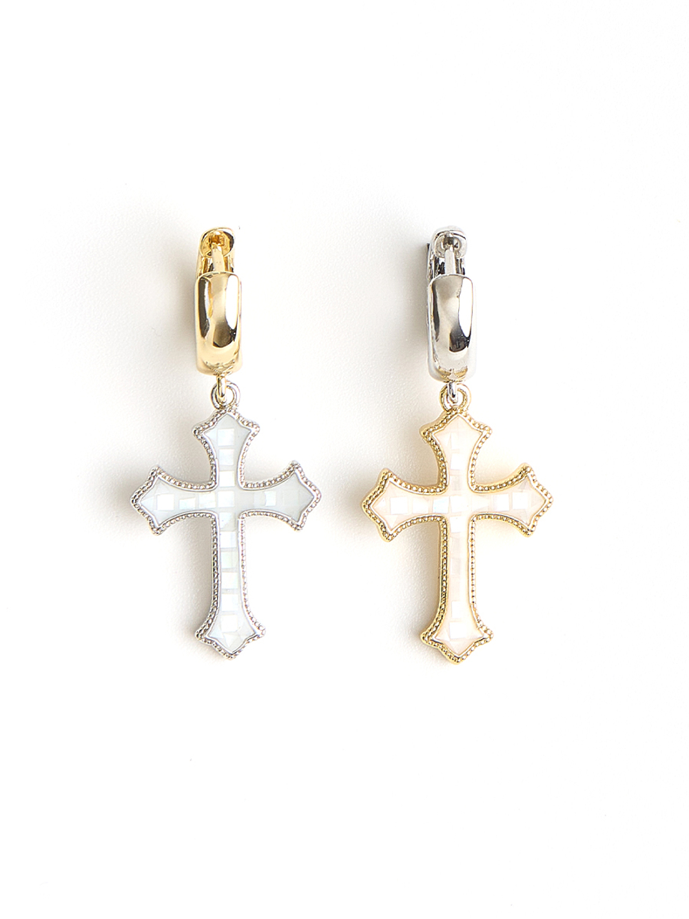 Серьги "Cross" Bicolor с перламутром