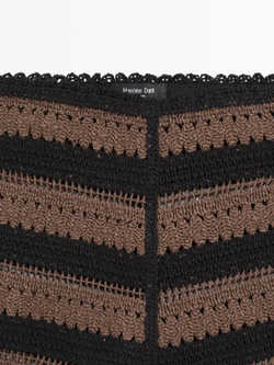 Massimo Dutti Вязаные полосатые хлопковые шорты, коричневый