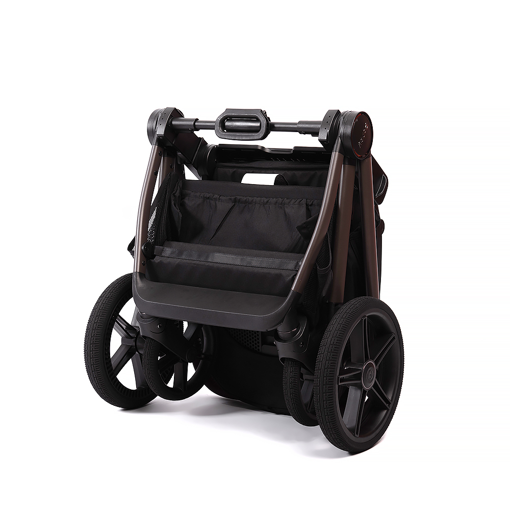 Коляска 2 в 1 Peppy Monaco thermo Black (черный), рама серо-коричневая