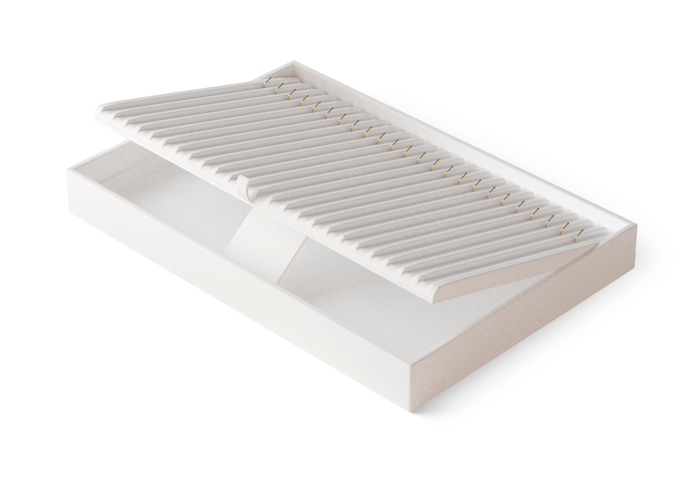 Дисплей 1 серии для 24 браслетов/горизонтальный/крючки снизу/бороздки/ножка/ф.№6/петелька