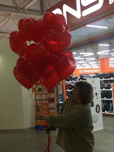 Латексные красные сердца 30 см 15 шт