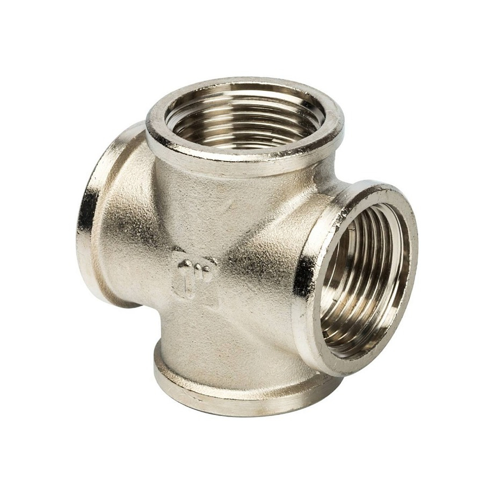 Крестовина STOUT SFT 0031 - 1" (для стальных труб, латунь никелированная)