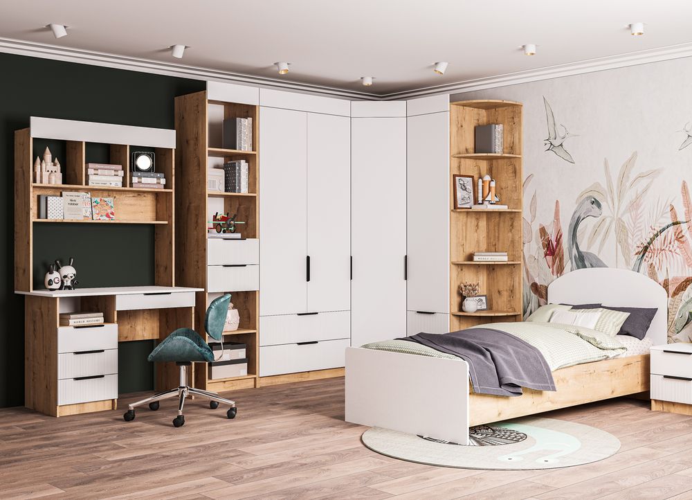 Шкаф 450 с ящиками Лавис ШД 450.1 (Дуб бунратти/Белый софт)