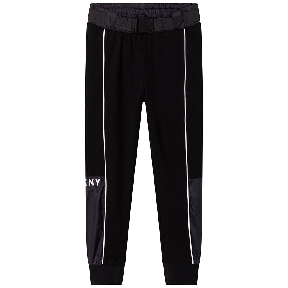 Брюки трикотажные DKNY Черный/Белые канты/Вставка: болонь/Ремень (Девочка)
