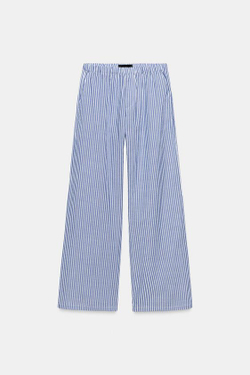ZARA БРЮКИ-ПИЖАМА В ПОЛОСКУ, СИНИЙ/БЕЛЫЙ
