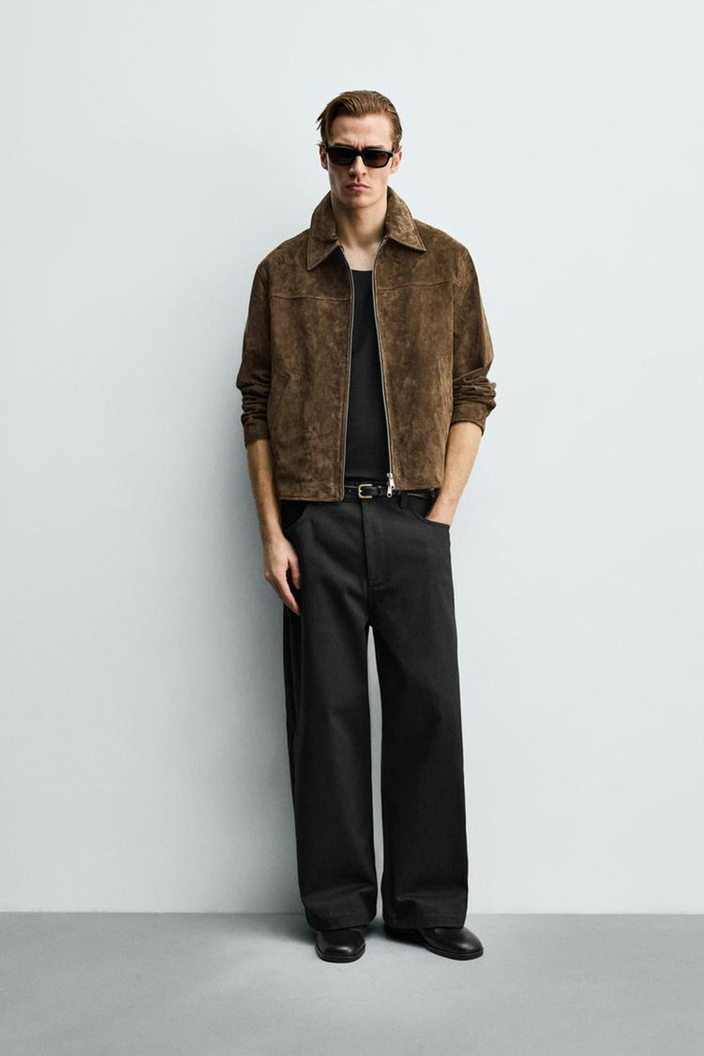 ZARA БРЮКИ RELAXED FIT, ЧЕРНЫЙ