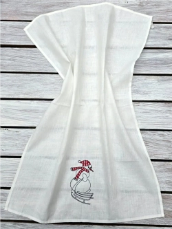 Полотенце кухонное с вышивкой "Снеговик с санками"