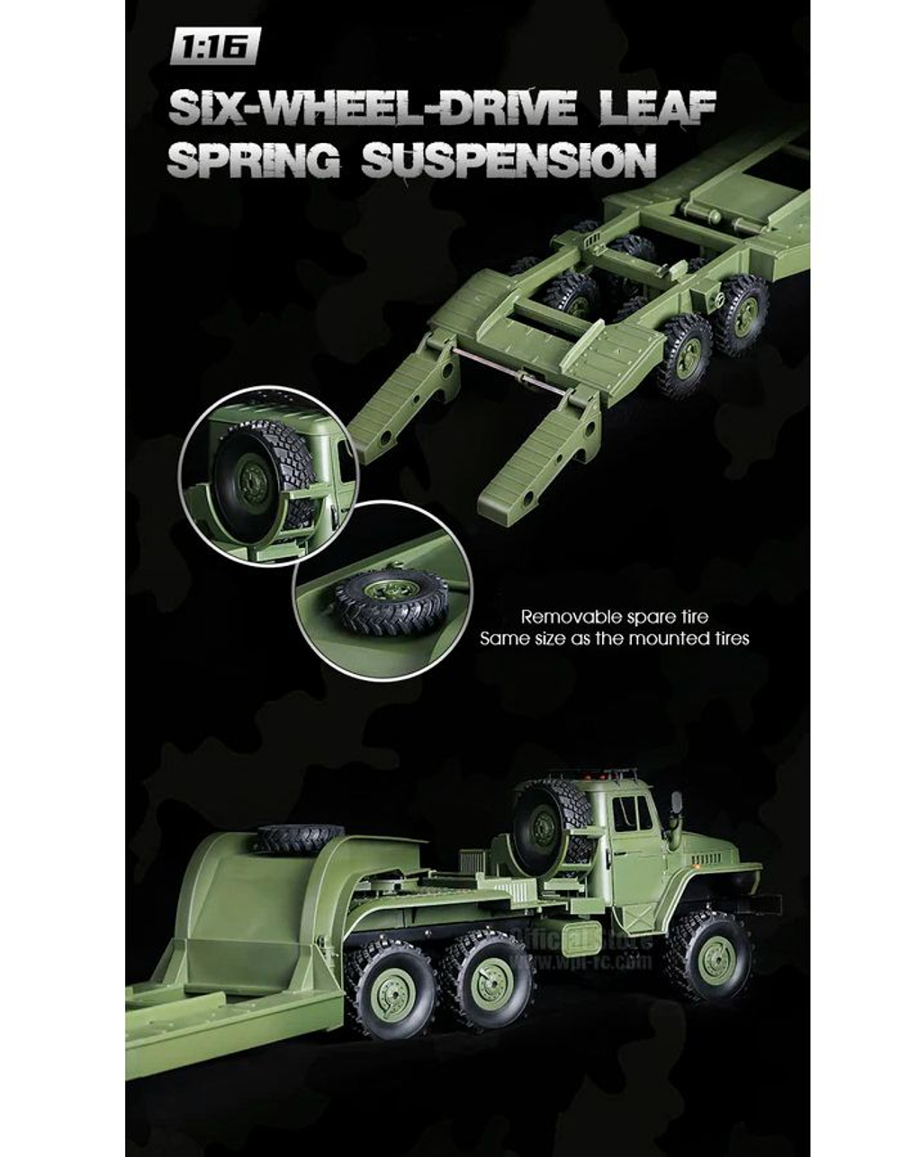 Радиоуправляемая машина WPL Советский военный грузовик трал 1:16 6WD 2.4G - WPLB-36-3