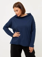 Лонгслив оверсайз с вырезом лодочка индиго
