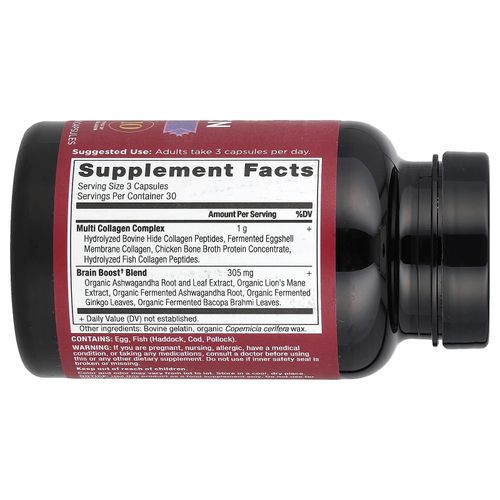 Ancient Nutrition, Multi Collagen, Brain Boost, 90 капсул