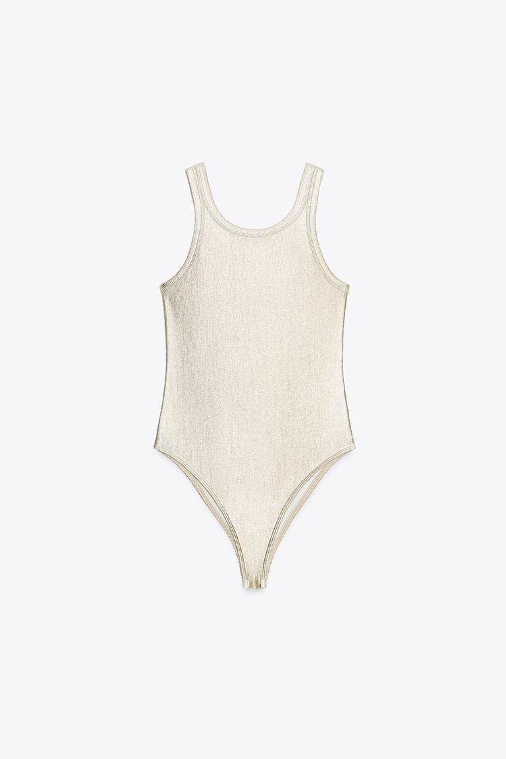 ZARA БОДИ ИЗ МЕТАЛЛИЗИРОВАННОЙ ТКАНИ В РУБЧИК, ЗОЛОТИСТЫЙ