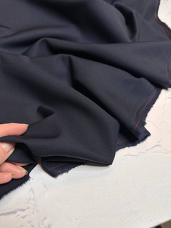 Костюмно-плательная однотонная шерсть с эластаном (L.Piana, 95%шерсть/5%эластан, Темно-синяя ночь, 148, 220 гр/м2)