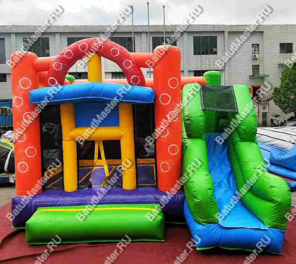 Детский надувной батут "Радужный домик" 4*3,5*2,7 м