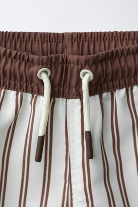 ZARA ПЛАВКИ В ПОЛОСКУ, КОРИЧНЕВЫЙ/ЭКРЮ