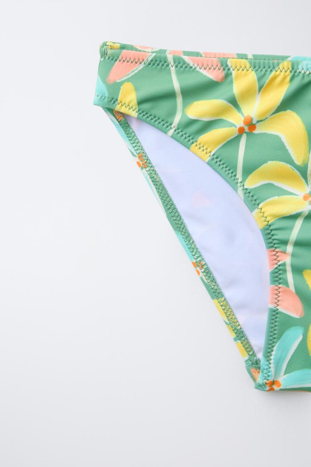 ZARA КОМПЛЕКТ БИКИНИ С ПРИНТОМ «ПАЛЬМЫ», ЗЕЛЕНЫЙ