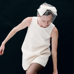 Вуаль круглая с объемным бантом из тафты