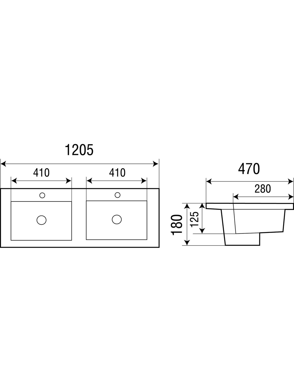 Раковина подвесная WeltWasser WW DEILBACH 7506-1202 1205х470х180