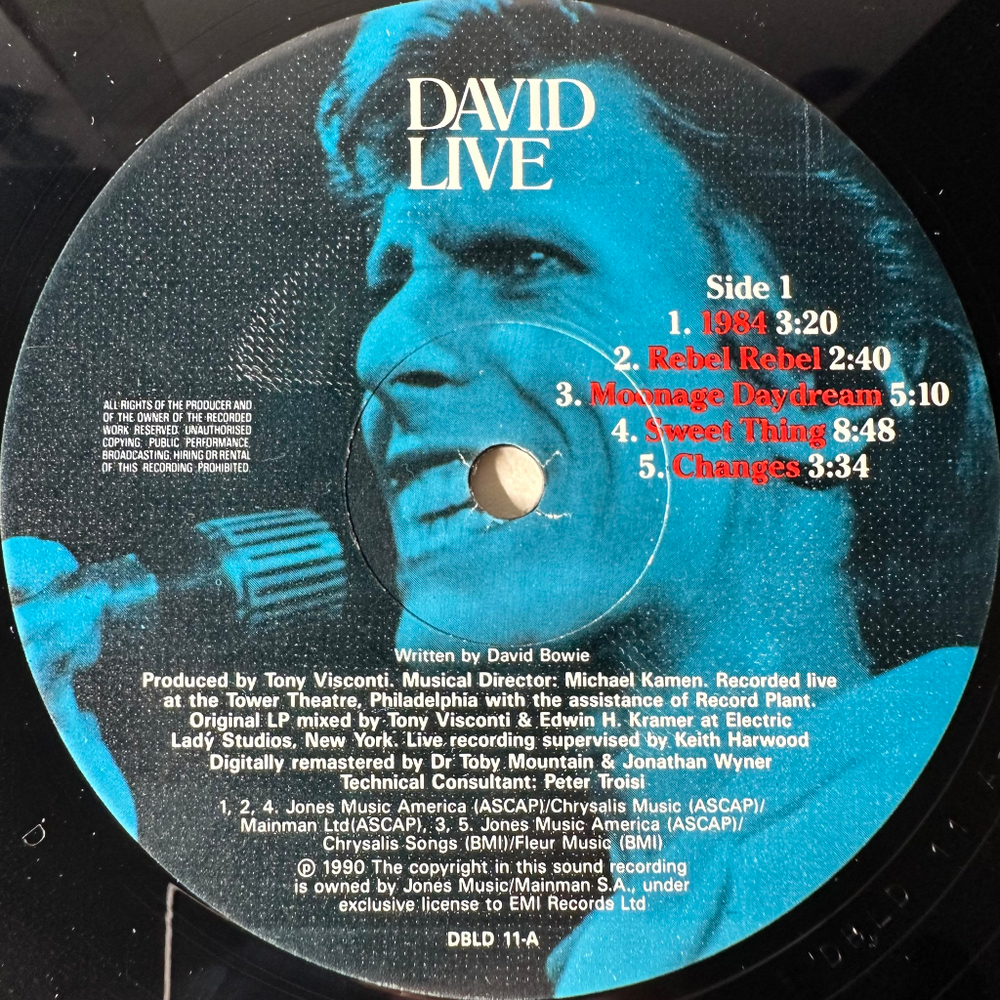 David Bowie ‎– David Live 2LP (Англия 1990г.)