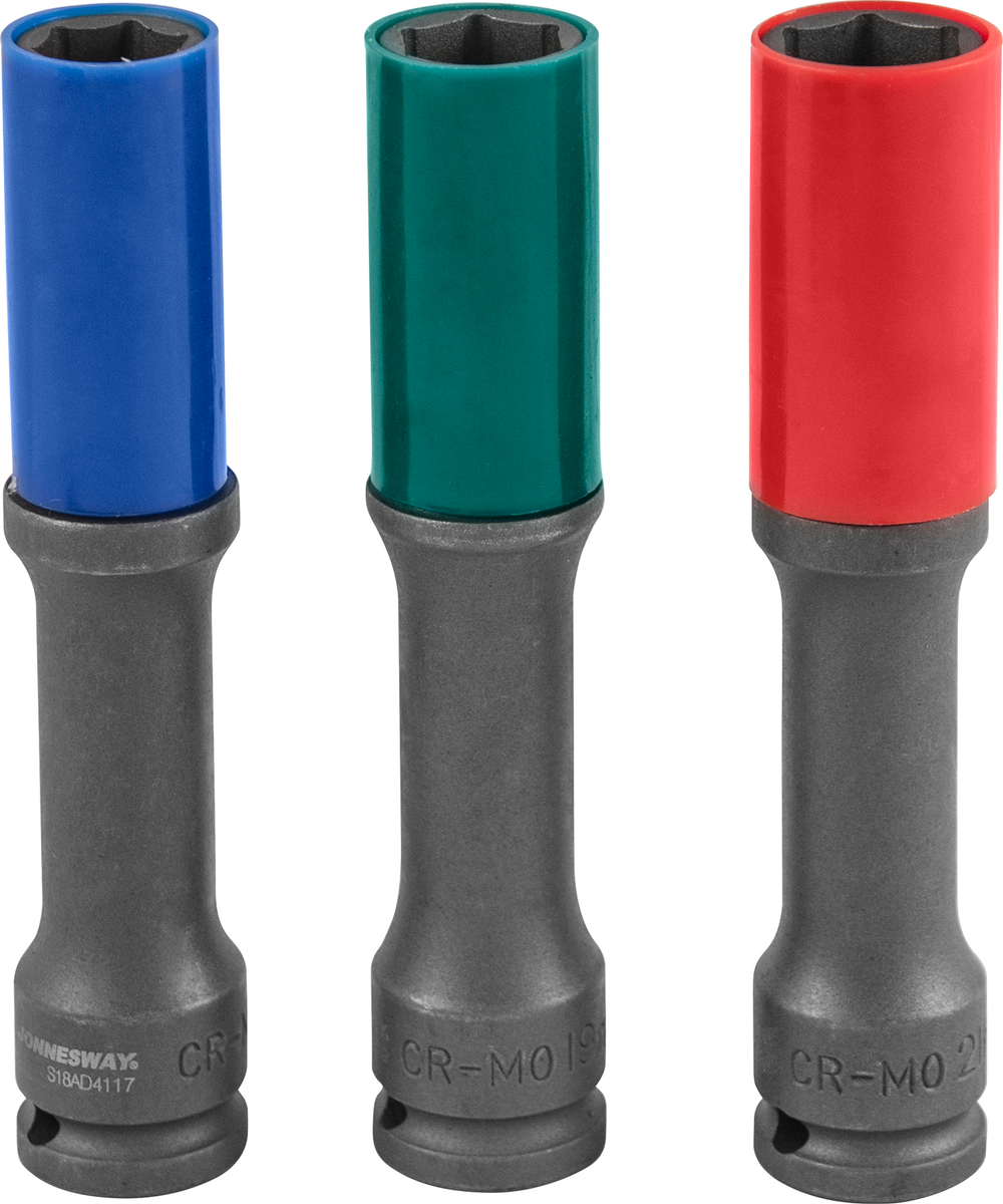 S18AD4103S Набор головки торцевые ударные тонкостенные глубокие для колесных дисков 17,19,21 мм