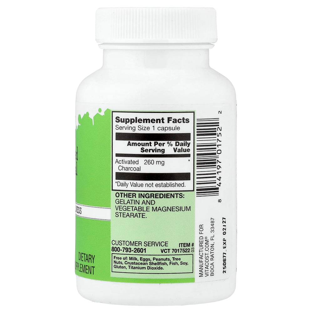 Vitacost, Activated Charcoal, 260 mg, 90 Capsules