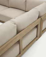 Угловой 5-местный диван Ambra из массива акации со светлой отделкой 248 см