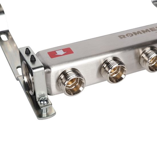 Коллектор Rommer 1"x3/4" на 5 контуров с запорными клапанами (нерж. сталь) RMS-3200-000005
