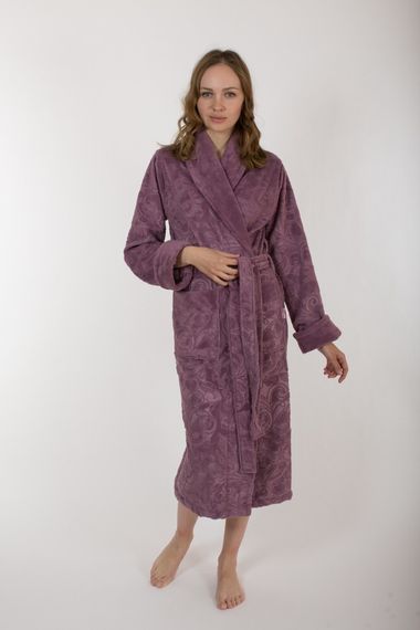 Халат женский без капюшона EMILY Черничный