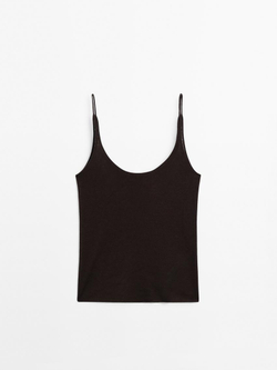 Massimo Dutti Топ на тонких бретелях - Limited Edition, коричневый