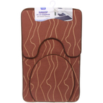 Набор для ванной и туалета 3 пр. «Flo» ( 2 коврика 50*80+50*40, 1 чехол на крышку унитаза)коричн