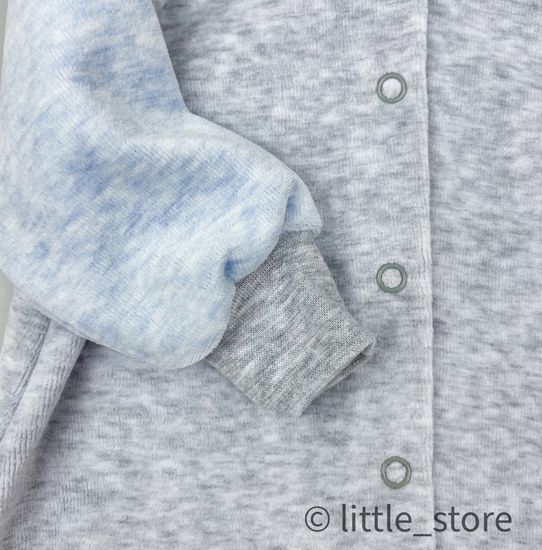 Комбинезон велюровый Серый меланж (голубая отделка)