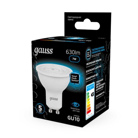 Лампа светодиодная Gauss GU10 7W 6500K матовая 101506307