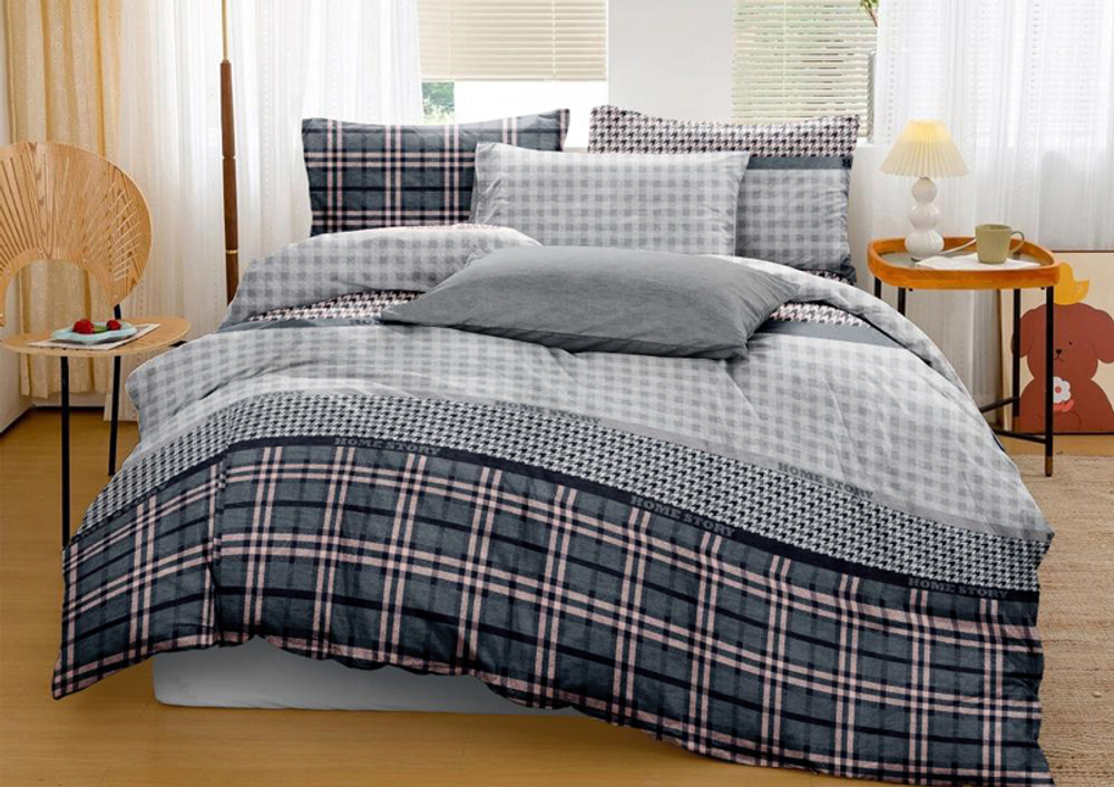 Комплект постельного белья 1.5 сп БЯЗЬ "Homestory б/к" (нав. 70х70 или 50х70)