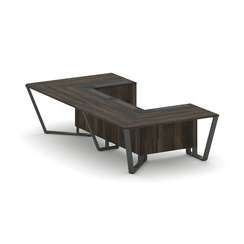 Steel Meet Стол переговорный П-образный KMK-PR.B.SP-07P Дуб Мали/Графит Глянец/Металл Антрацит 1600*