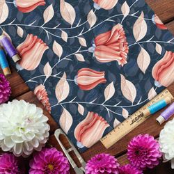 Ткань барби пастельные бутоны роз на синем фоне