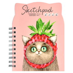 Скетчпад 160х210 мм, 100 л, блок - белый офсет 100 г/м², арт. 61216 НЕОБЫЧНАЯ КЛУБНИЧКА /обложка полноцветная печать (4+4), двусторонняя кашировка на гребне, картон переплётный 1,75 мм, глянцевая ламинация,