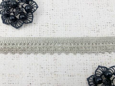 Тесьма вязаная, рис. 60003, ш. 1,9 см, пр-во Беларусь, бежево-серый