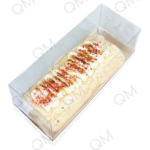 Коробка для рулета ПРЕМИУМ с пластиковой крышкой 350х120х120 мм (белая), 10шт