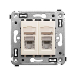 Компьютерная розетка RJ-45 в стену, кат.5e двойная экранированная,"Avanti", "Ванильная дымка"