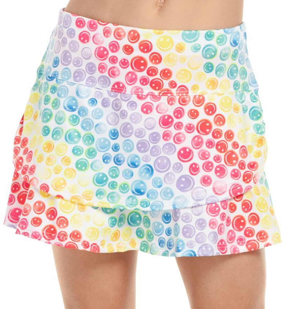 Юбка для девочки теннисная Lucky in Love Novelty Print All Smiles Skirt - разноцветный