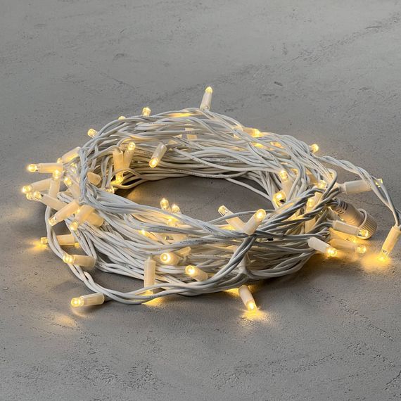 Светодиодная гирлянда с колпачком 75 теплых белых LED ламп 10 м., 24В., белый каучуковый провод, IP65, LTC (LL75-8-1WW)