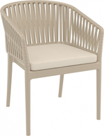 Кресло пластиковое с подушкой Siesta Contract Portofino, бежевый, бежевый