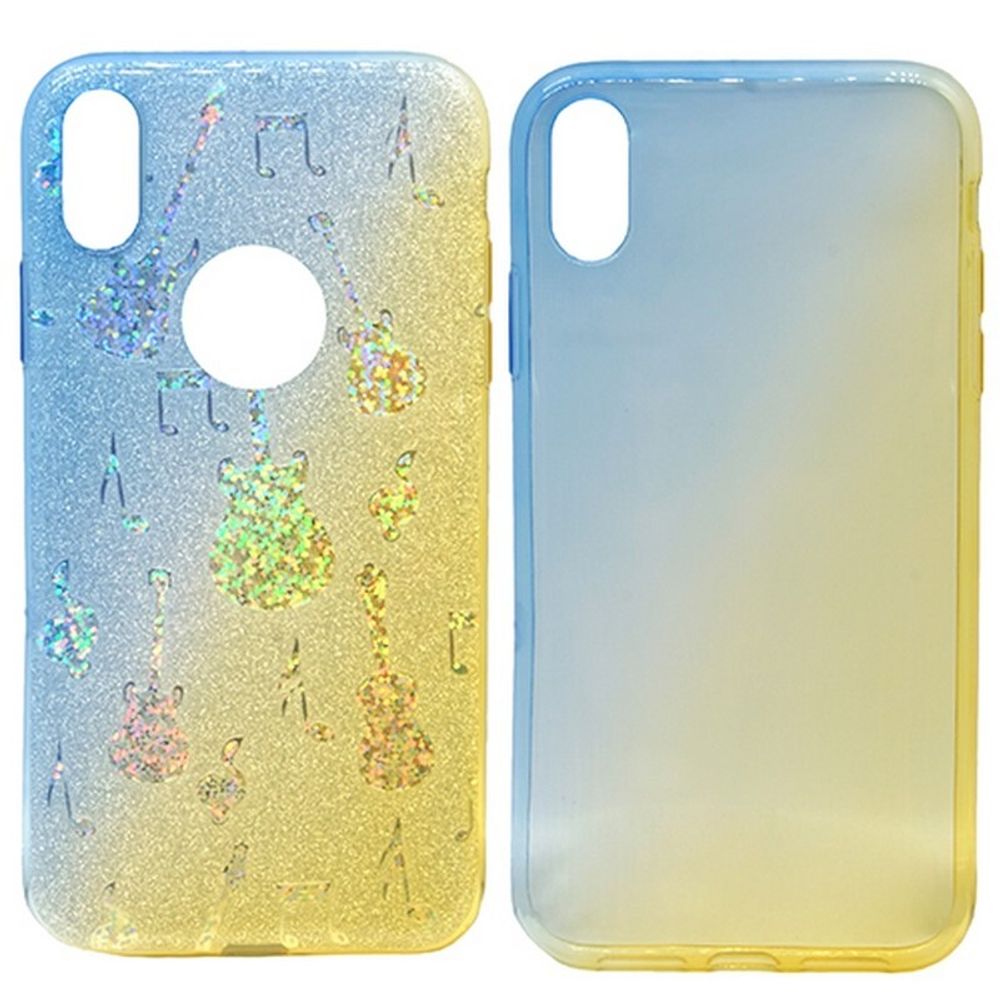 Чехол Case Rainbow на iPhone X/XS (блестки и стразы) Ombre music