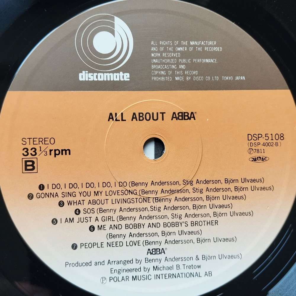 Винтажная виниловая пластинка LP АББА ABBA All About (Japan 1978) (Obi) Mamma Mia