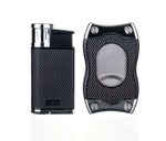 Подарочный набор зажигалка и каттер, Evo, черный-хром GS520C02