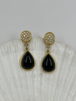 Серьги с чёрными вставками и кристаллами